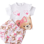 Mini Banda Completo 2 Pezzi Short-T-Shirt per Neonata 3B753 BIANCO MINI BANDA 