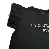 John Richmond T-Shirt tinta unita con Stampa E Rouches Nero per Bambina RGP23070TS NERO JOHN RICHMOND 