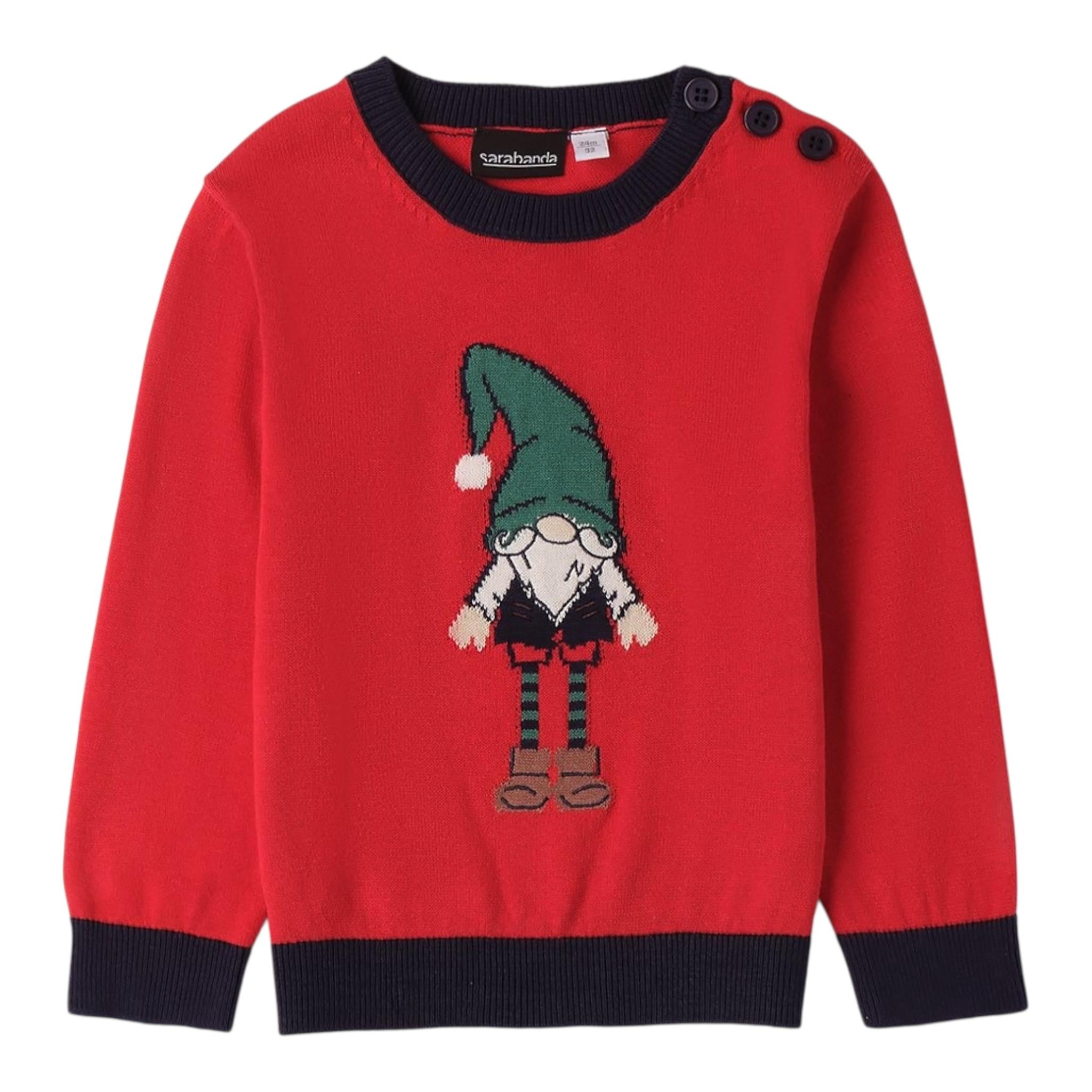 MINI BANDA maglia tinta unita con stampa gnomo Rosso per Neonato 0A110 ROSSO MINI BANDA 