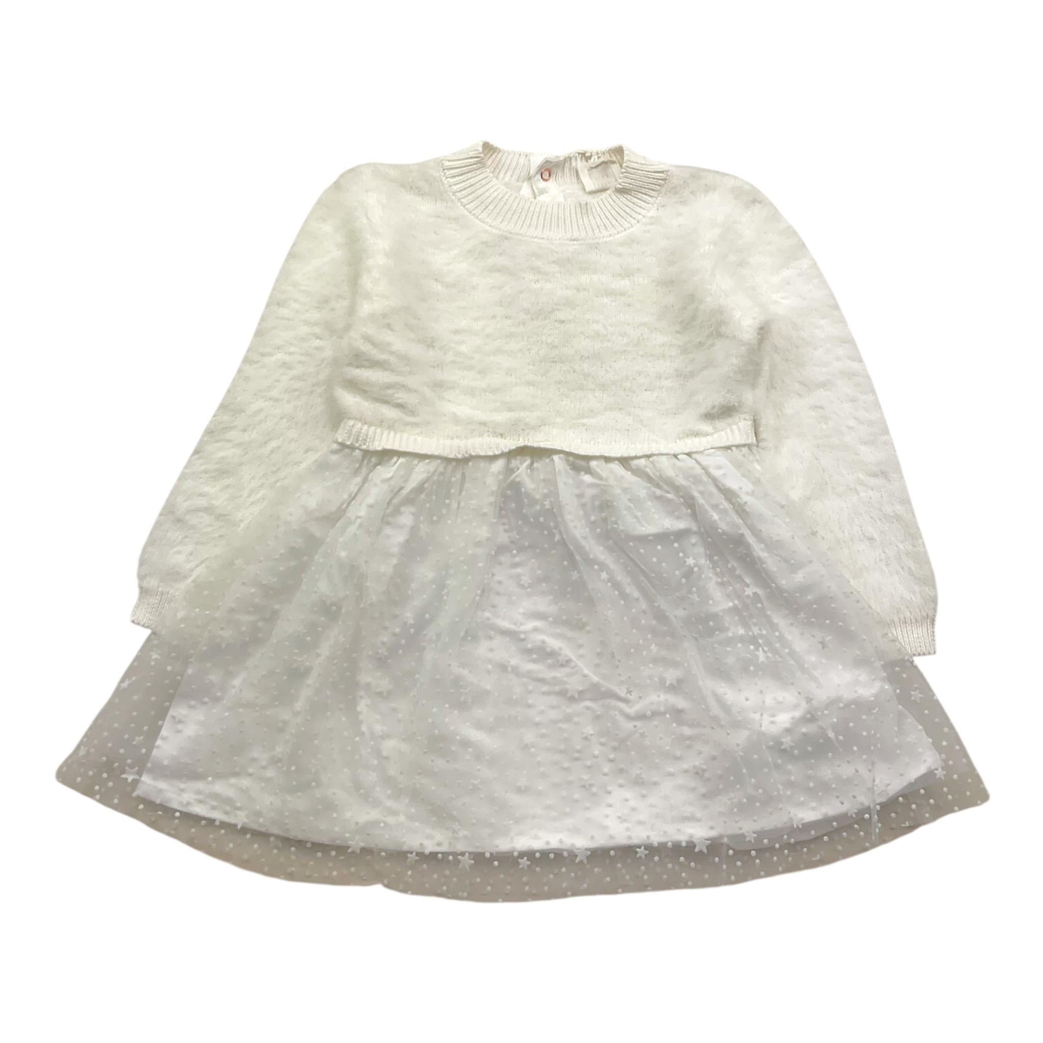 CARRE'MENT BEAU abito tinta unita con tulle  Bianco per Bambina Y30197 BIANCO CARRE'MENT BEAU 