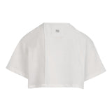 Dou Dou T-Shirt Girocollo Tinta Unita Modello Crop per Bambina DW8A51X BIANCO DOU DOU 