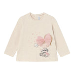MAYORAL shirt girocoll tinta unita con stampa in contrasto Beige per Neonata 2054 BEIGE MAYORAL 