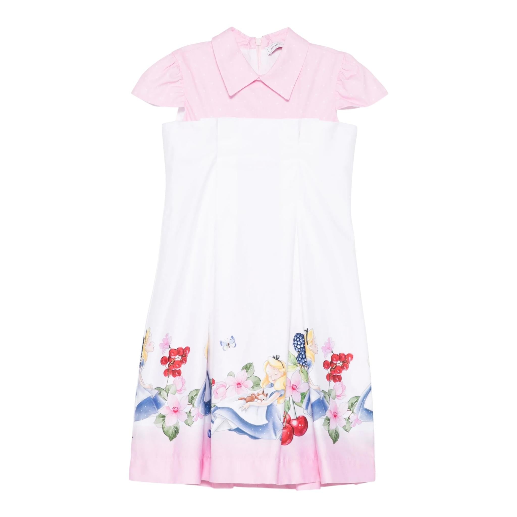 Monnalisa Abito Mezza Manica Bicolore per Bambina 11E920X BIANCO/ROSA MONNALISA 