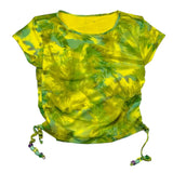 F**K T-Shirt Modello Crop Tinta Unita Con Fantasia Verde Per Bambina