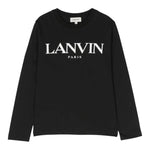LANVIN shirt girocollo tinta unita cn logo Nero per Bambino N25145 NERO LANVIN 