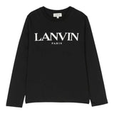 LANVIN shirt girocollo tinta unita cn logo Nero per Bambino N25145 NERO LANVIN 