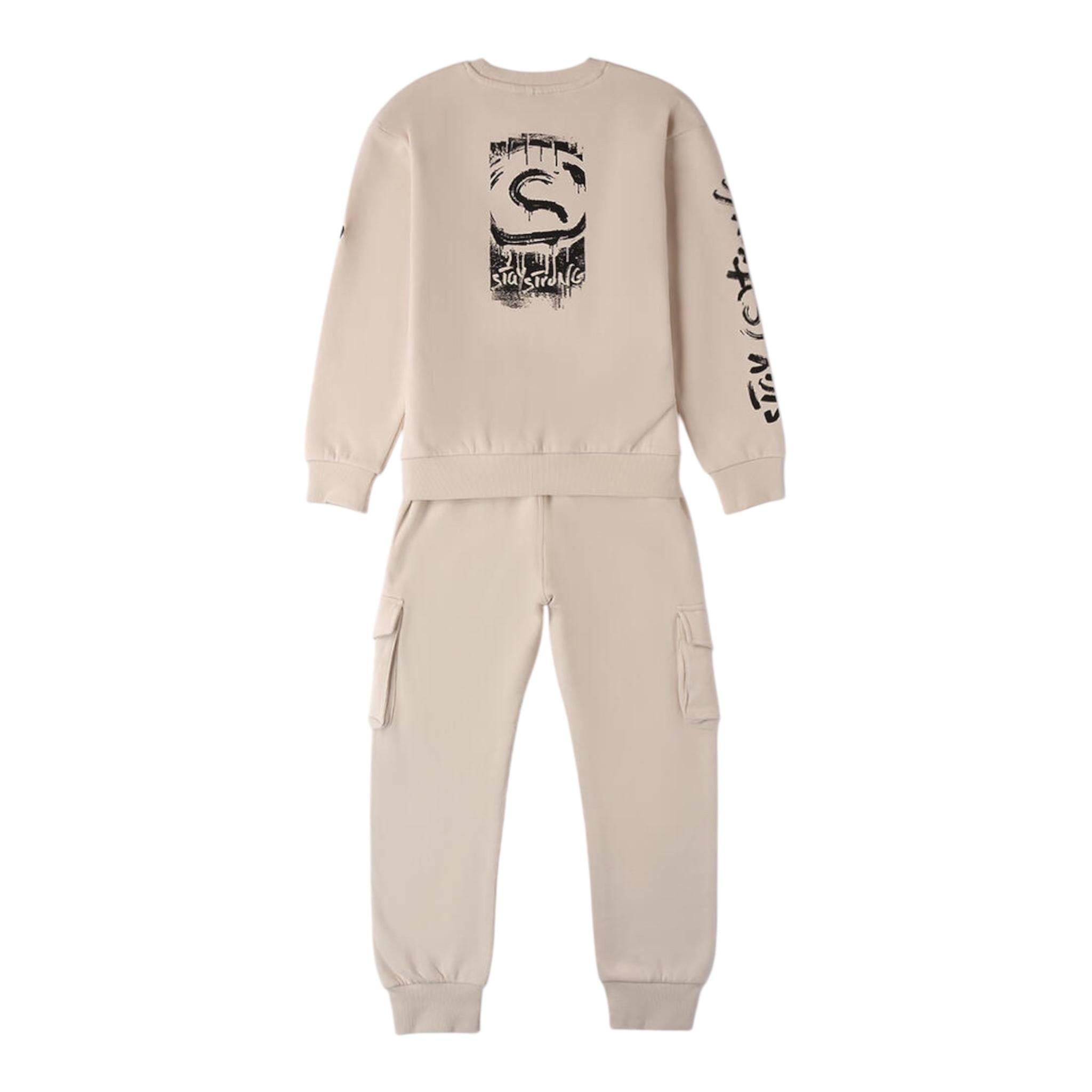 SARABANDA completo 2 pezzi felpa-pantalone tinta unita Beige per Bambino 0A417 BEIGE SARABANDA 