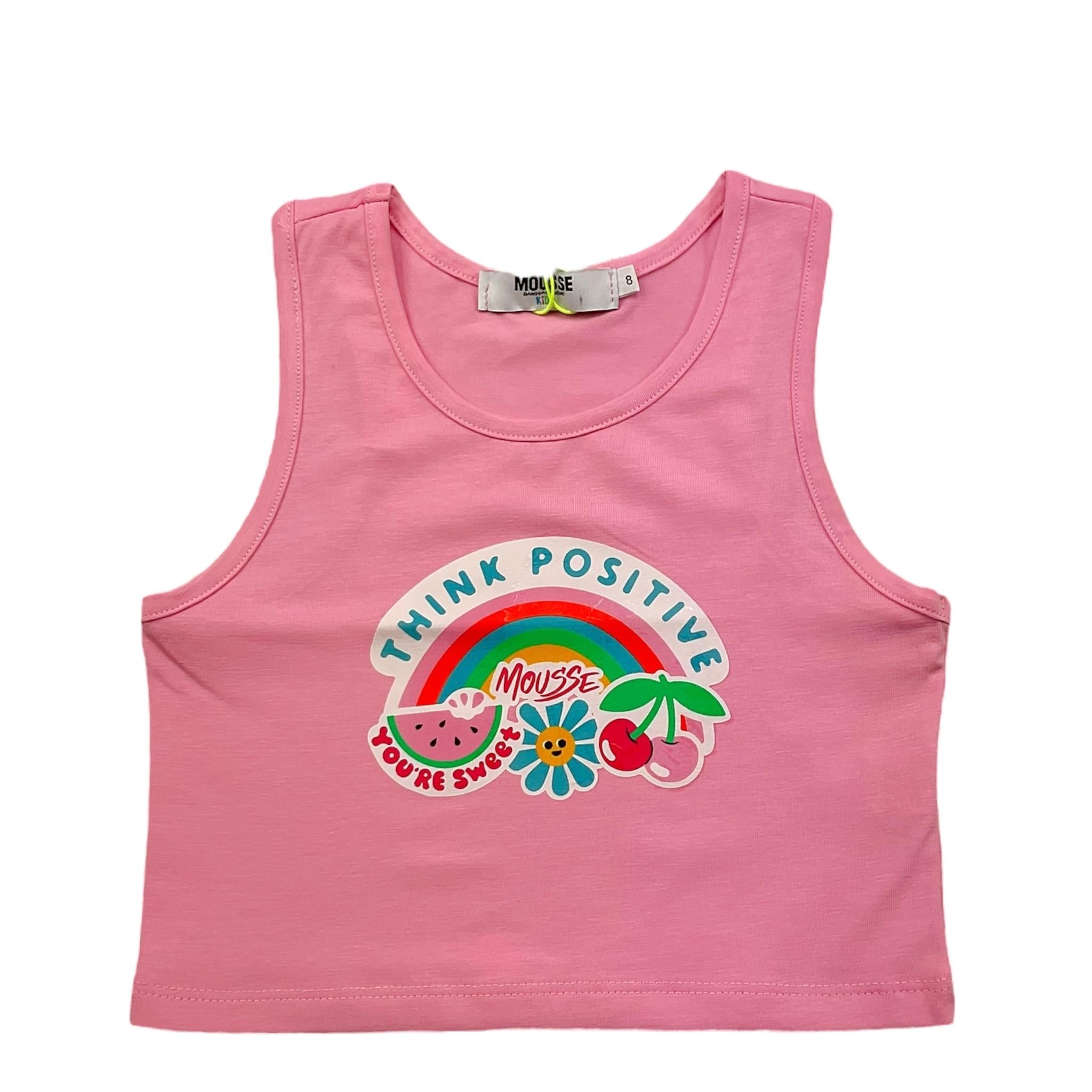 Mousse Canotta Girocollo Tinta Unita con Stampa per Bambina SKTC377P ROSA MOUSSE 