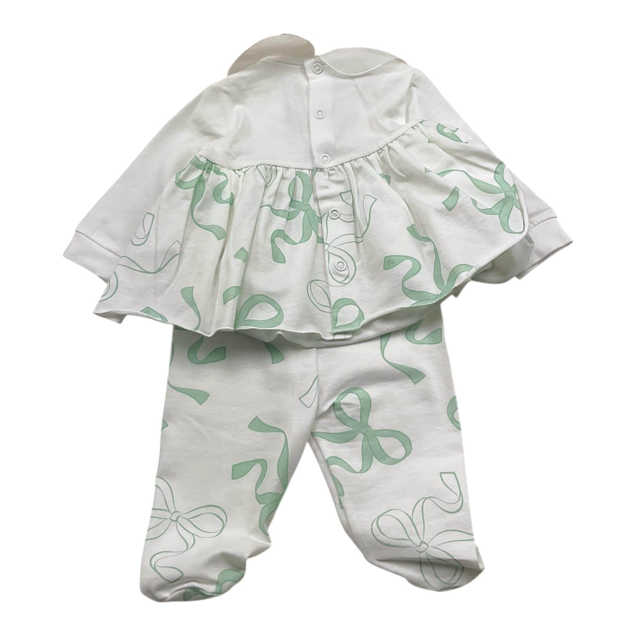 Le Bebe' Completo 2 Pezzi Shirt-Ghettina Tinta Unita con Fantasia per Neonata LBG5618 BIANCO LE BEBE' 