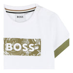 Boss T-Shirt Girocollo Tinta Unita con Stampa Logo per Neonato J52109 BIANCO BOSS 