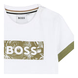 Boss T-Shirt Girocollo Tinta Unita con Stampa Logo per Neonato J52109 BIANCO BOSS 