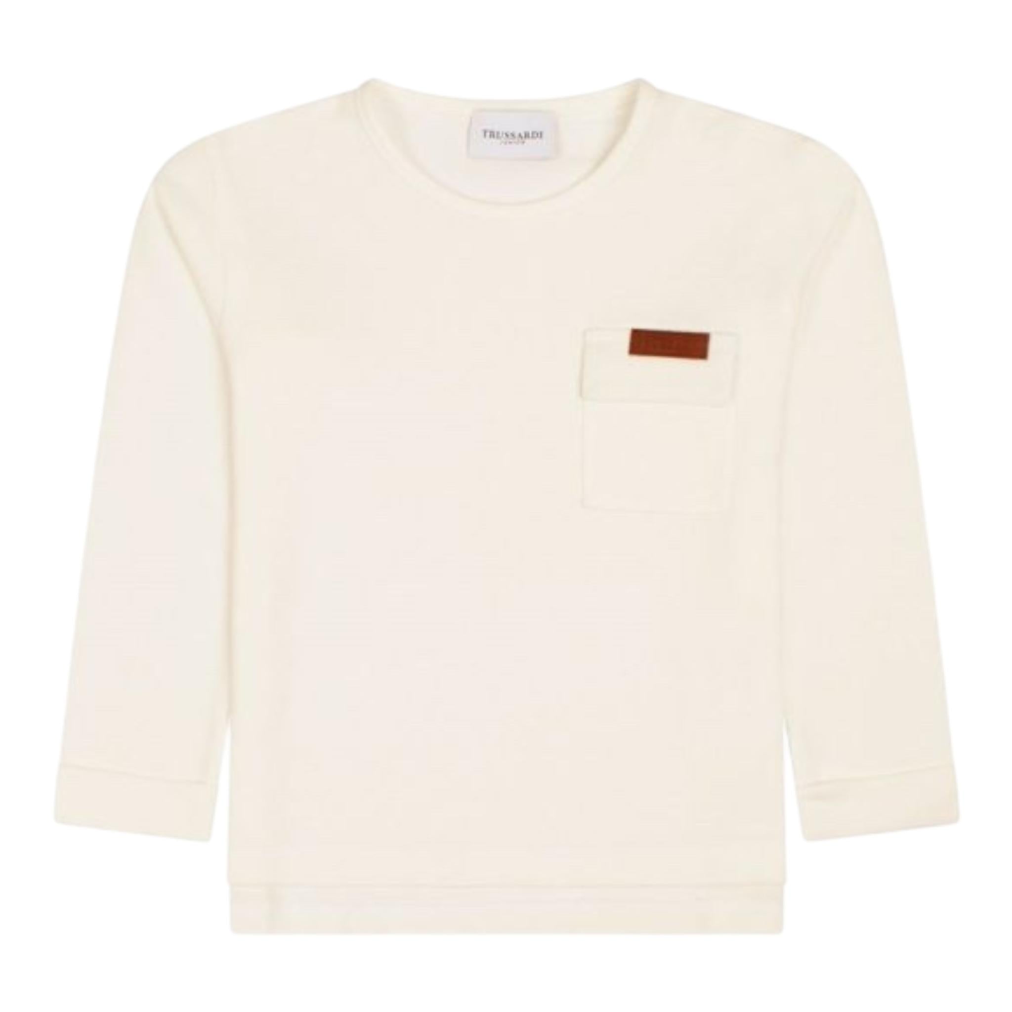 TRUSSARDI shirt tinta unita girocollo con logo Bianco per Neonato TIA24044TS BIANCO TRUSSARDI 