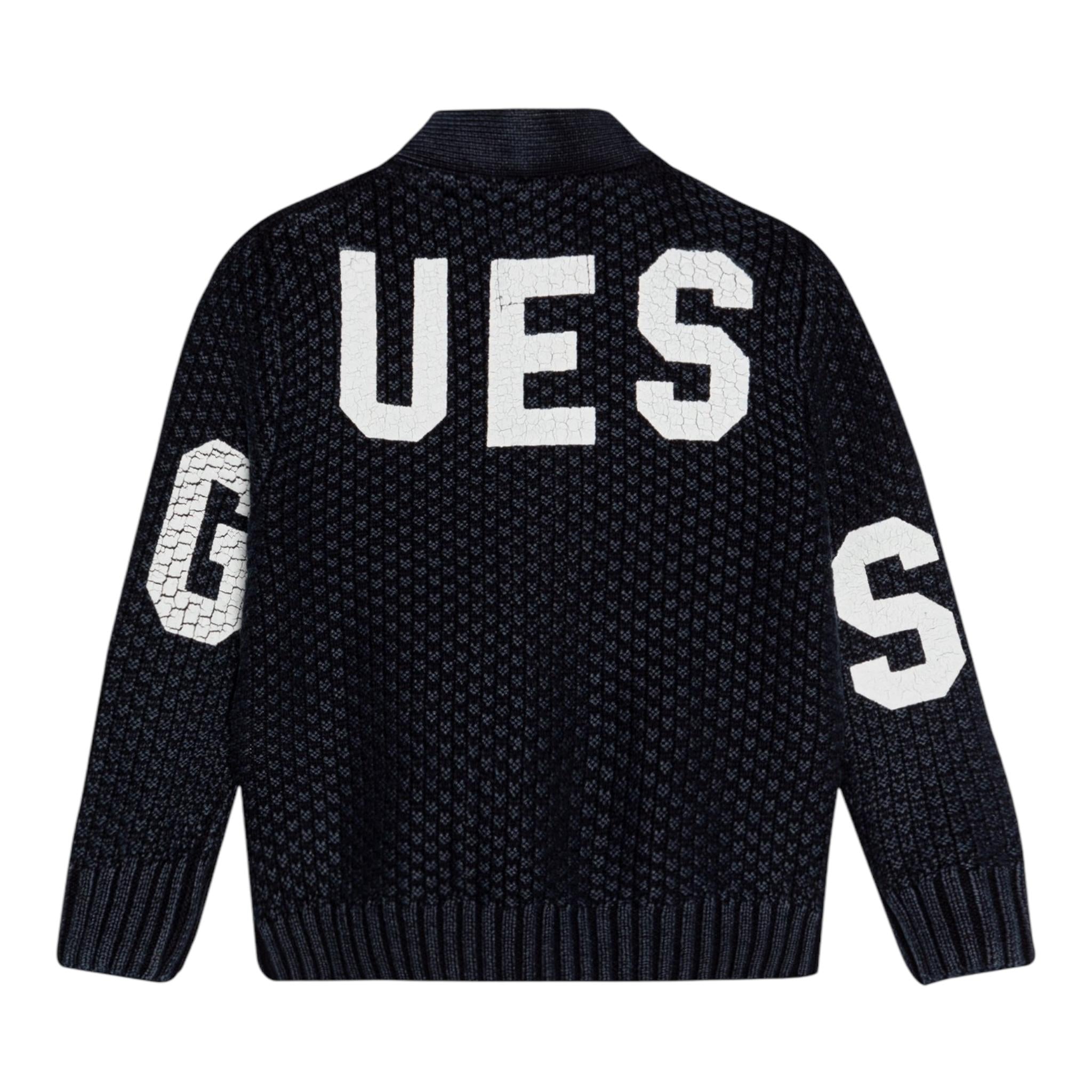 GUESS cardigan tinta unita con stampa Blu per Neonato N4YR04Z3FE0 BLU GUESS 
