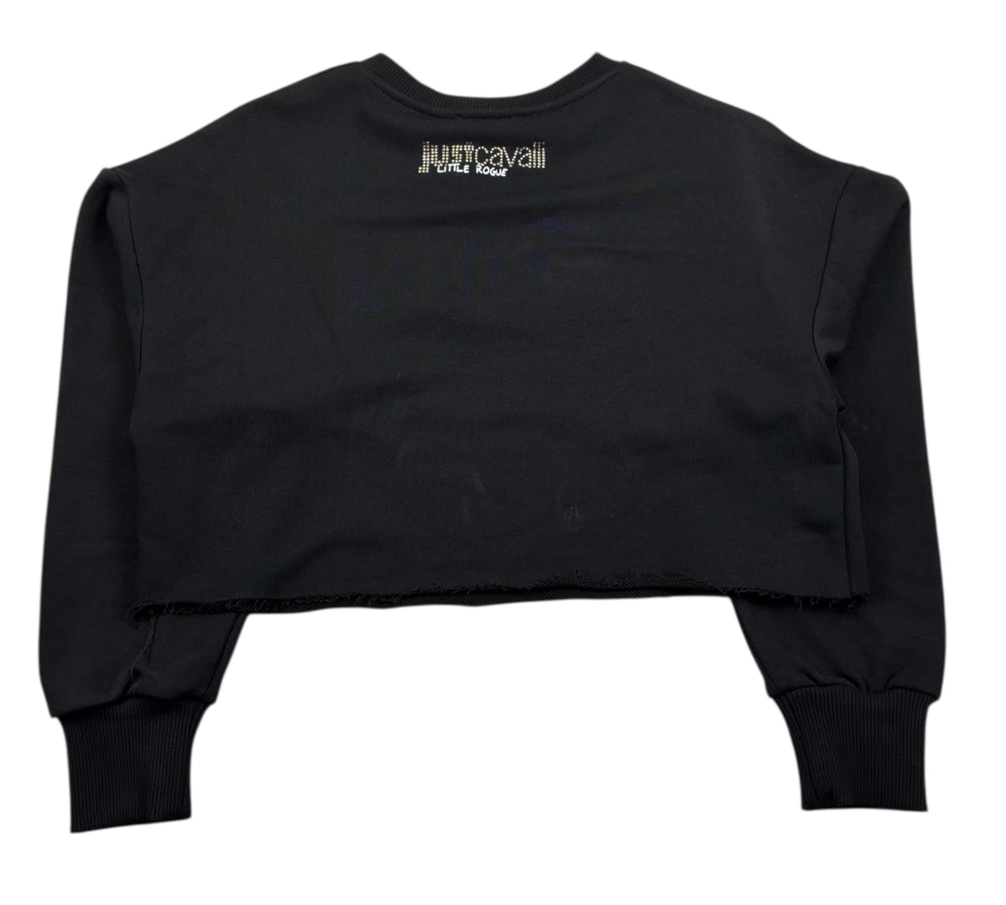 Just Cavalli Felpa Chiusa Girocollo Tinta Unita Modello Crop per Bambina JGP26174FE NERO JUST CAVALLI 