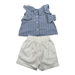 Lalalu' Completo 2 Pezzi Short-Top Bicolore Bianco/Azzurro per Neonata CCTL012P BIANCO/AZZURRO LALALU' 