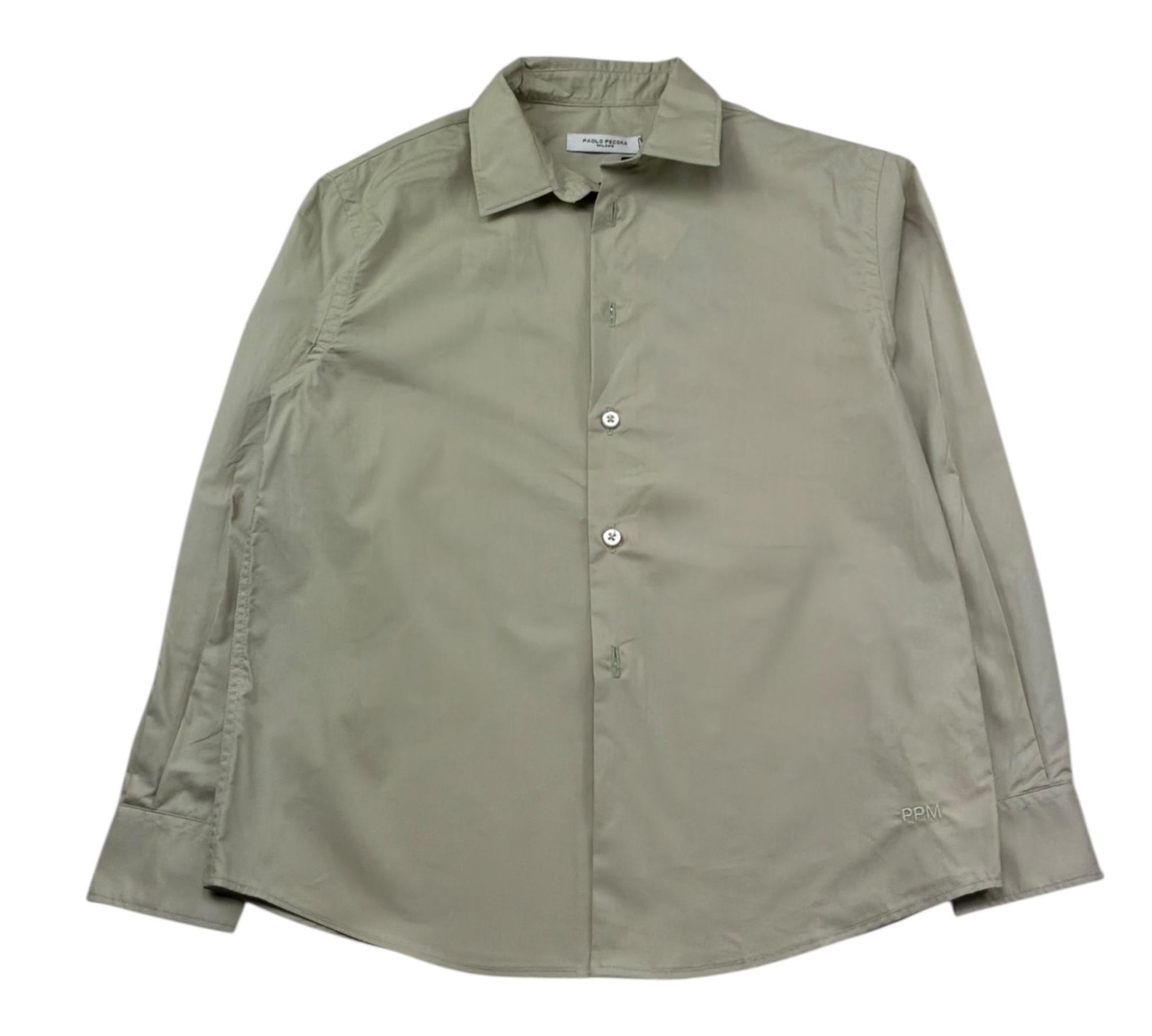 Paolo Pecora Camicia Manica Lunga Tinta Unita per Bambino PP4225 VERDE PAOLO PECORA 