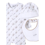 Boss Completo 3 Pezzi Tutina-Bavetta-Cappelli per Neonato J52175 BIANCO BOSS 