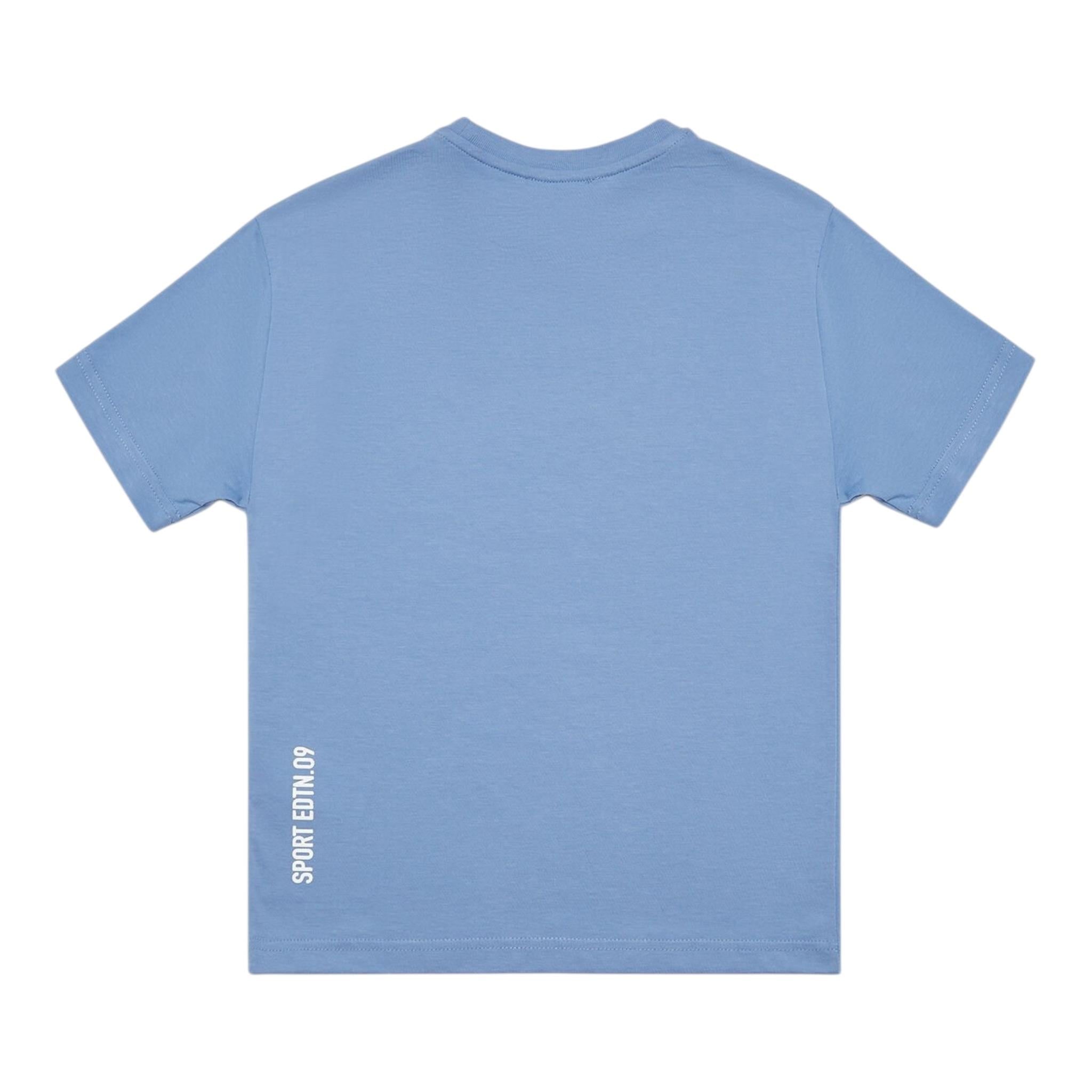 Dsquared2 T-Shirt Girocollo Tinta Unita con Stampa per Bambino DQ2211 AZZURRO DSQUARED2 