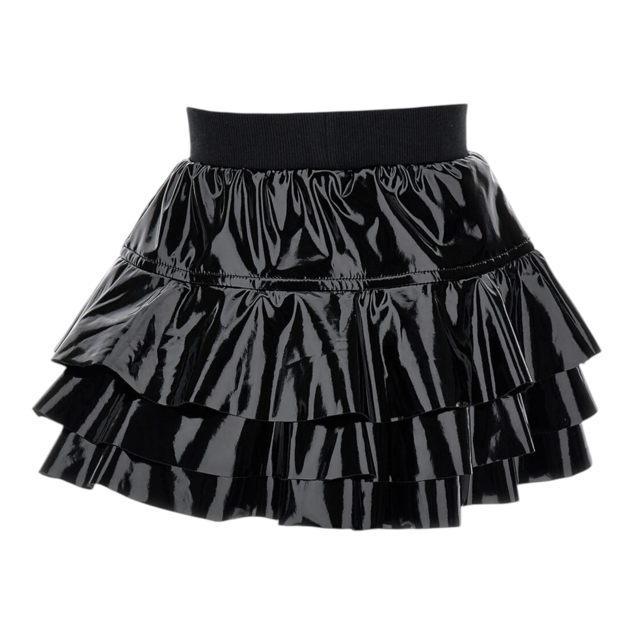 Monnalisa Gonna Tinta Unita In Ecopelle per Neonata 19D704N NERO MONNALISA 