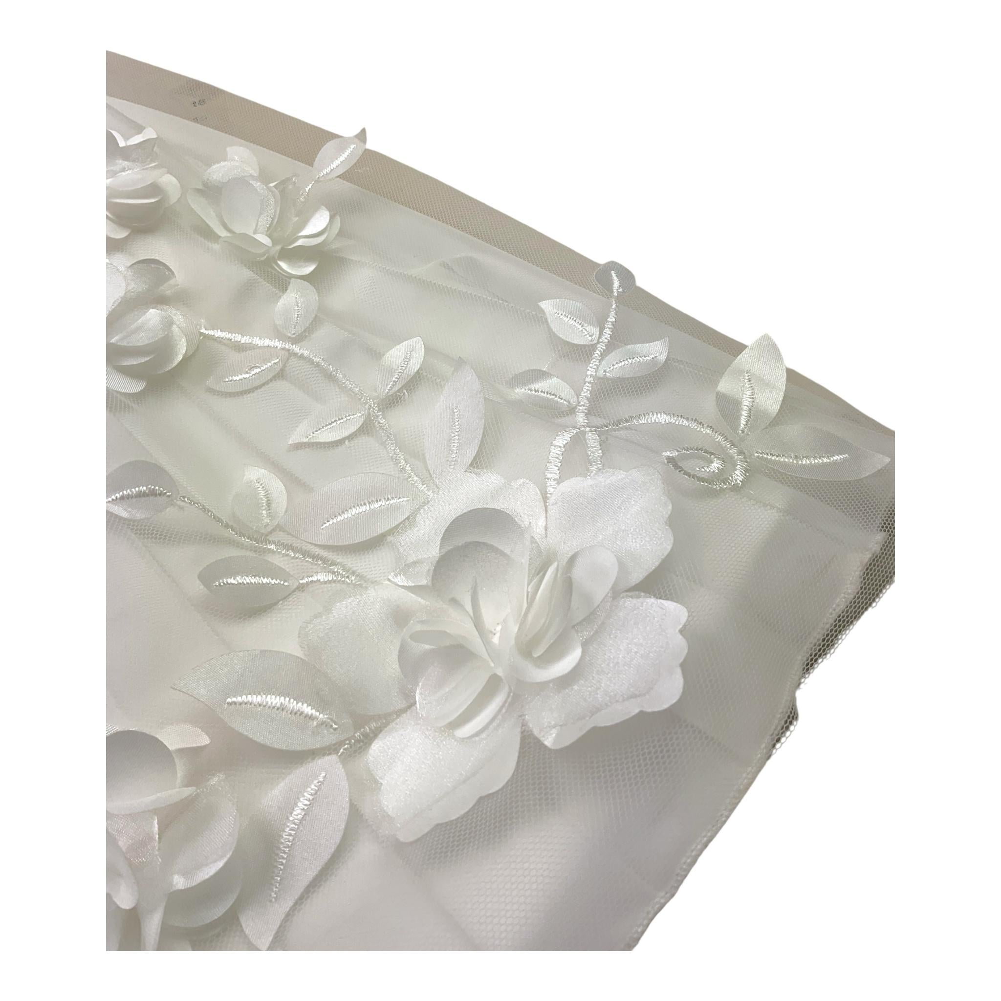 Le Bellissime di Loredana Abito Cerimonia con Applicazioni Fiori Tinta Unita per Bambina P0201207 BIANCO LE BELLISSIME DI LOREDANA 