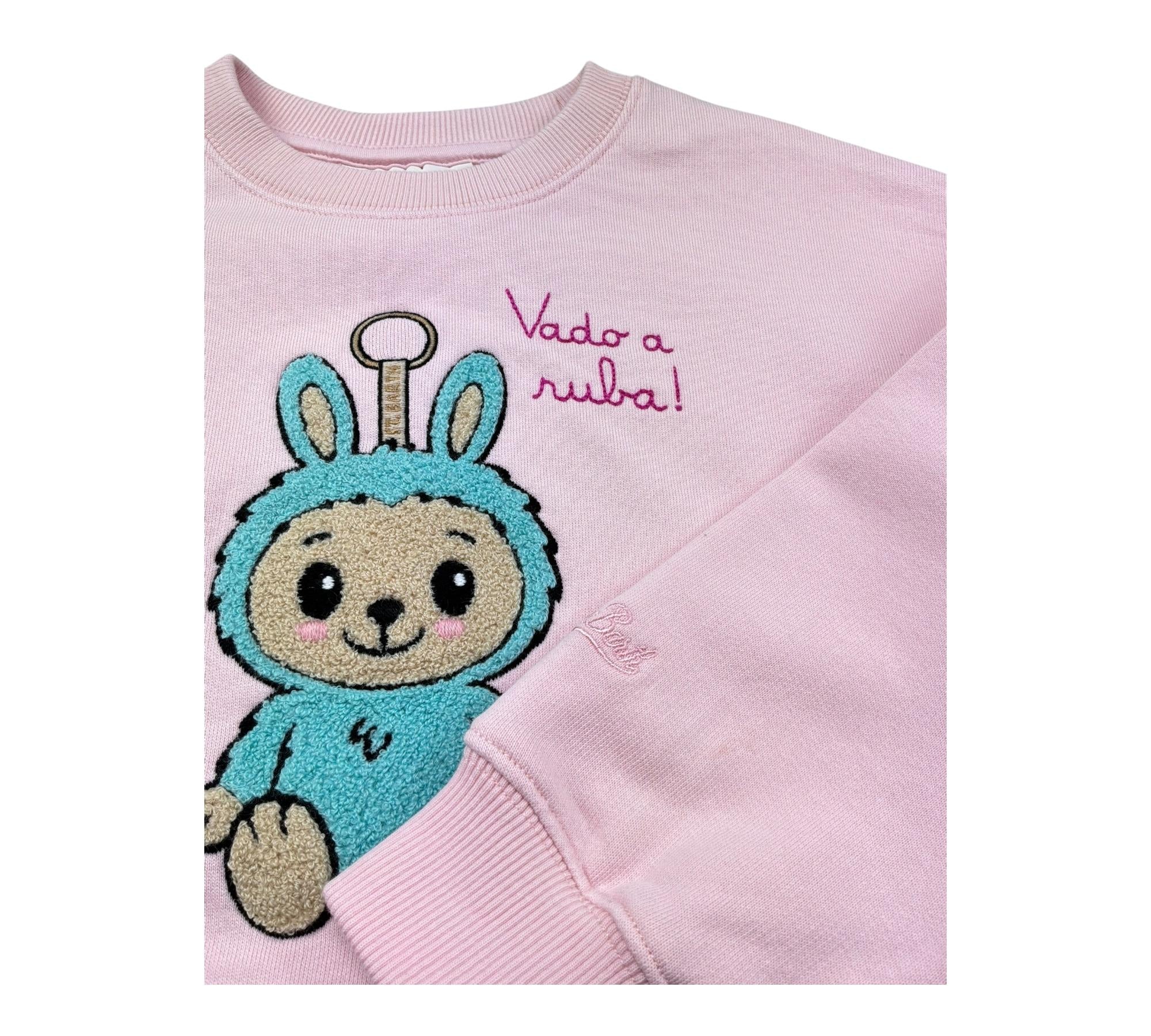 Saint Barth Felpa Chiusa Girocollo Tinta Unita con Ricami per Bambina BRIONY ROSA SAINT BARTH 