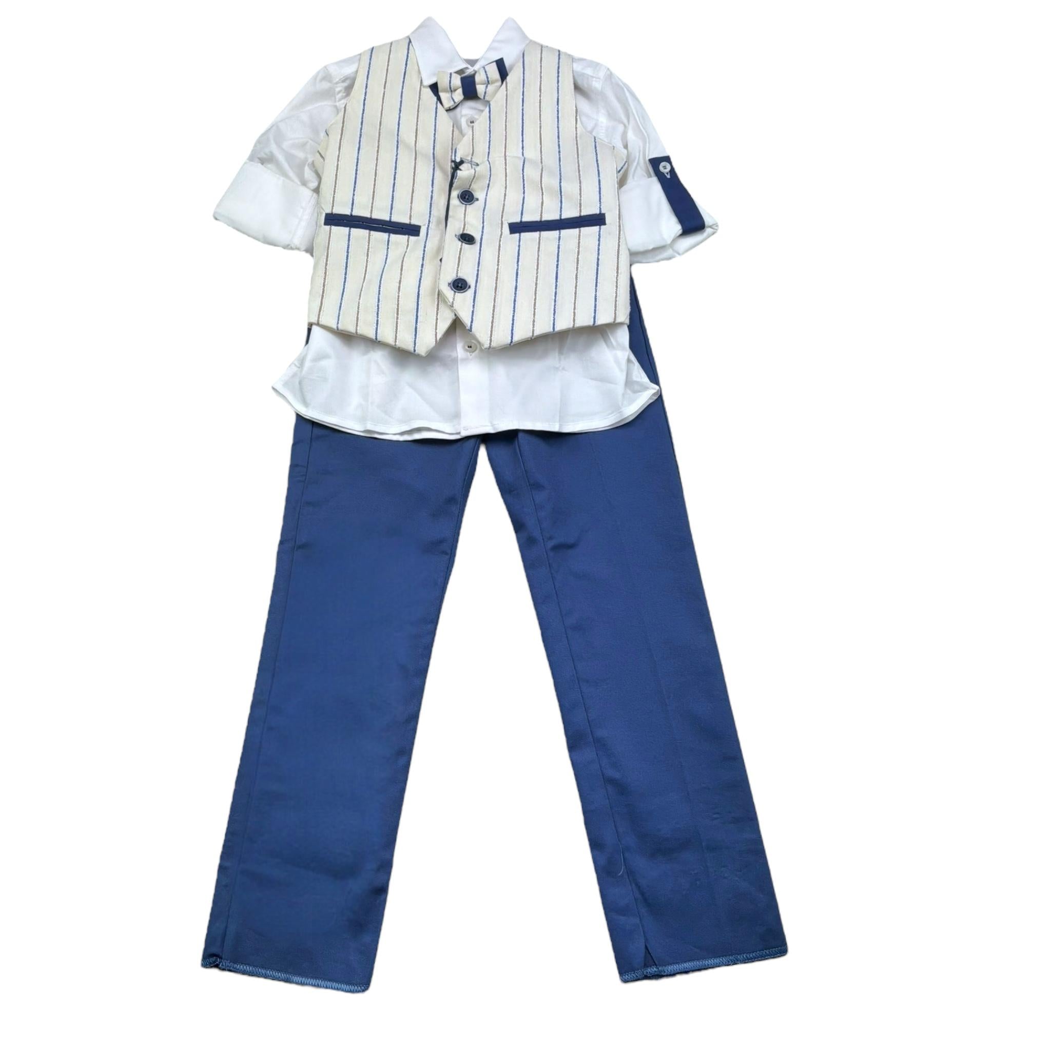 Mai'S Kids Completo 4 Pezzi Pantalone-Gilet-Camicia-Papillions per Neonato COMP001 BEIGE MAI'S KIDS 