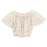 Dixie Top Mezza Manica Tinta Unita In Pizz Sangallo Beige Per Bambina