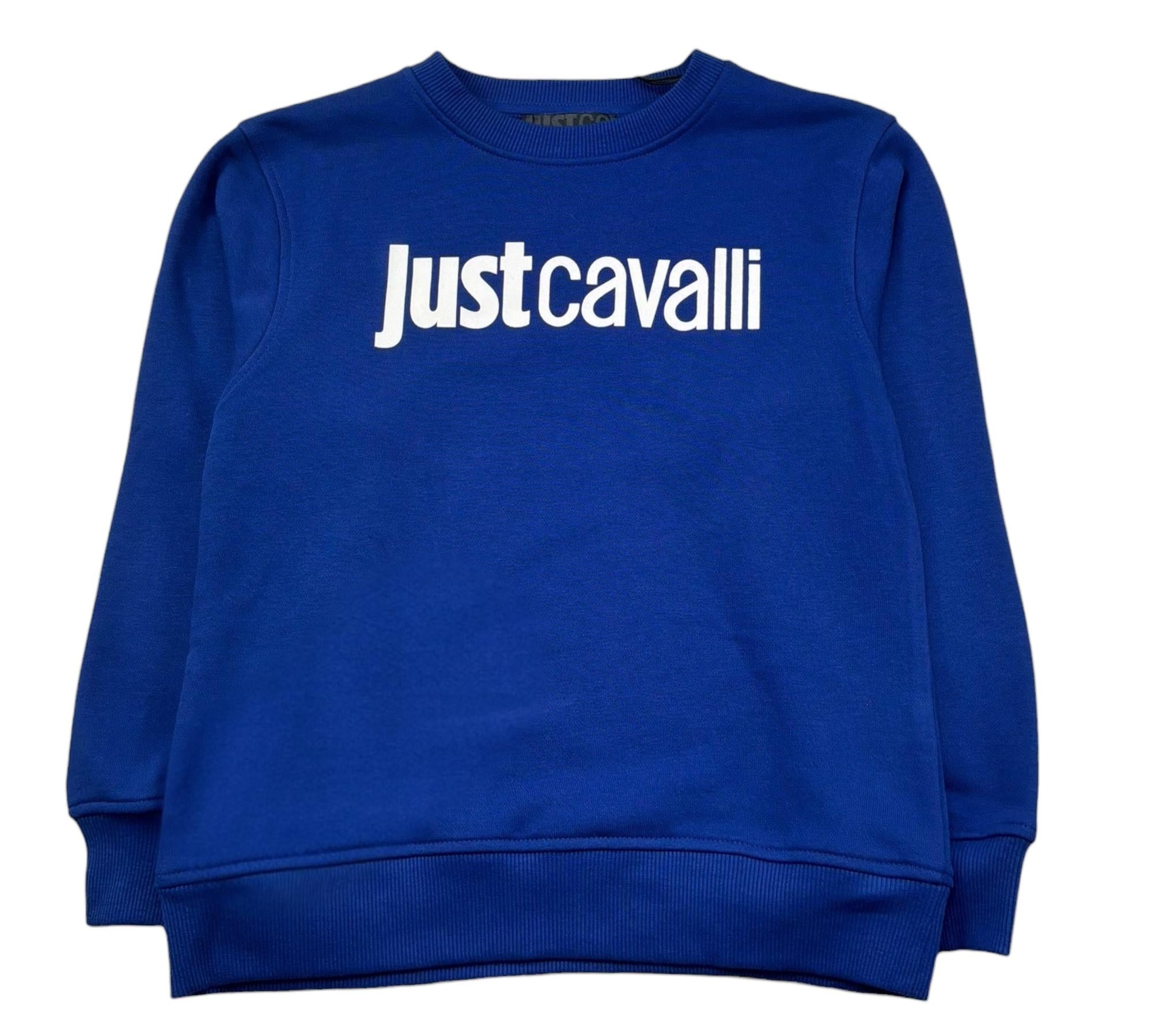 Just Cavalli Felpa Chiusa Girocollo Tinta Unita con Logo per Bambino JBP26009FE BLU JUST CAVALLI 
