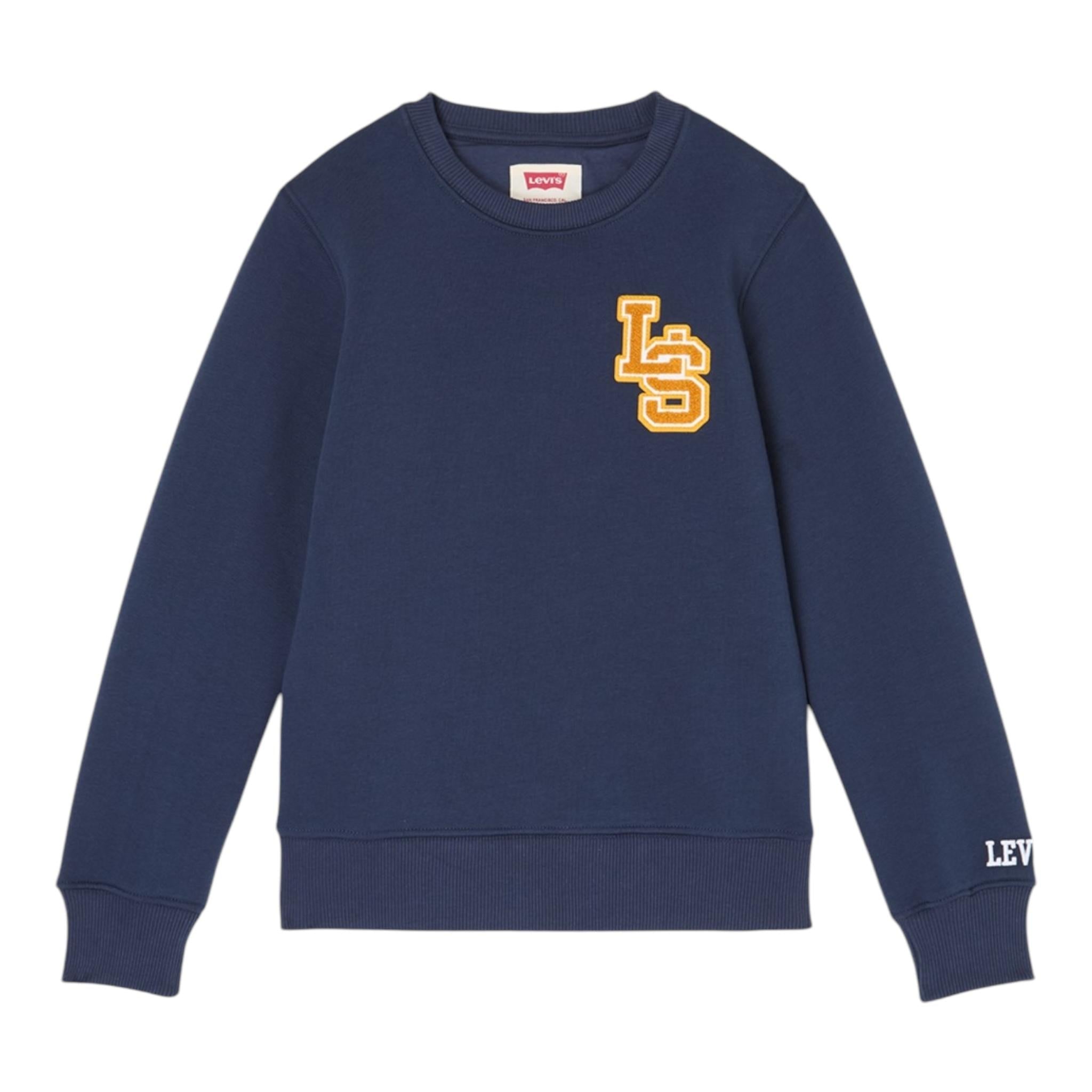 LEVIS felpa chiusa girocollo tinta unita con stampa in contrasto Blu per Bambino 8EL507 BLU LEVIS 