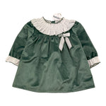 BABIDU abito tinta unita in velluto con fiocco Verde per Neonata 91661 VERDE BABIDU 
