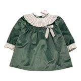 BABIDU abito tinta unita in velluto con fiocco Verde per Neonata 91661 VERDE BABIDU 