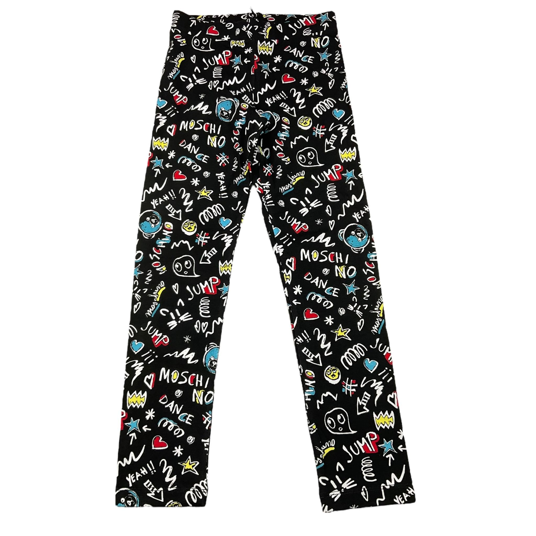 MOSCHINO leggins tinta unita con stampa Nero per Bambina HGP04X NERO MOSCHINO 