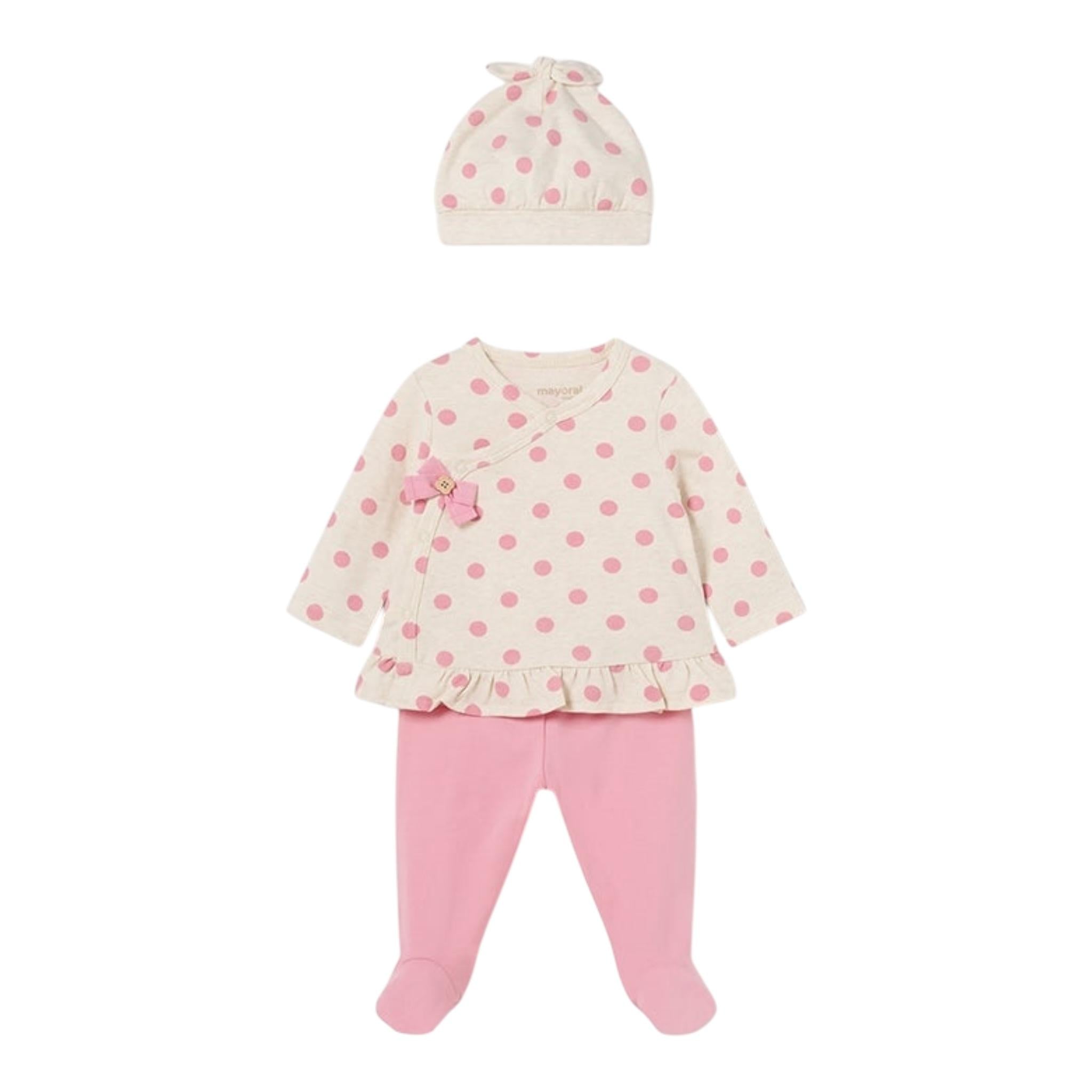 Mayoral Completo 3 Pezzi Shirt-Ghettina-Cappello Bicolore per Neonata 1531 ROSA MAYORAL 