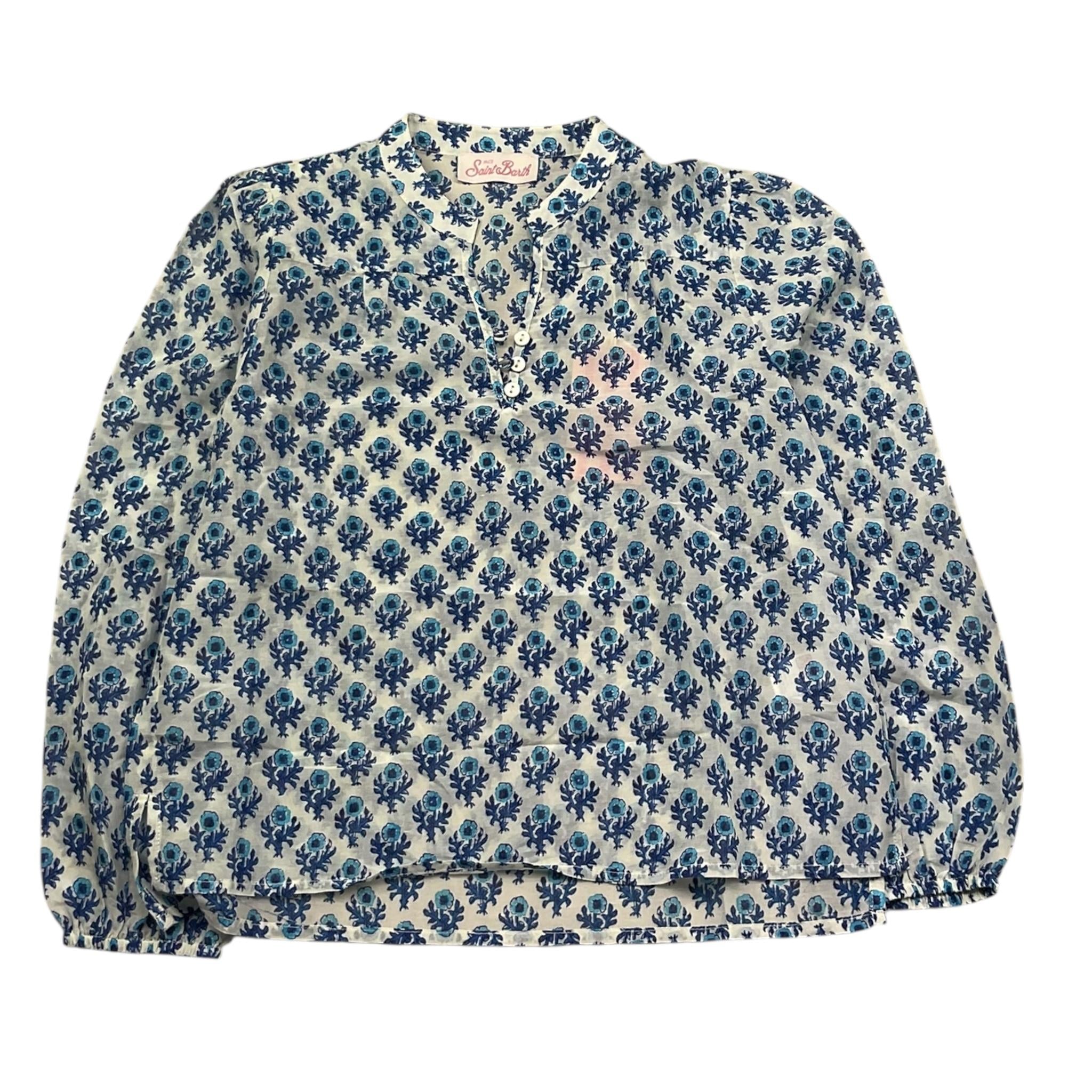 Saint Barth Camicia Manica Lunga Tinta Unita Fantasia Floreale per Bambina HRP002 BIANCO SAINT BARTH 