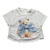 M+E' T-Shirt Girocollo Tinta Unita con Stampa per Bambina UE1858 BIANCO M+E' 