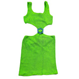 Saint Barth Abito Giromanica Tinta Unita per Bambina KIM VERDE FLUO SAINT BARTH 