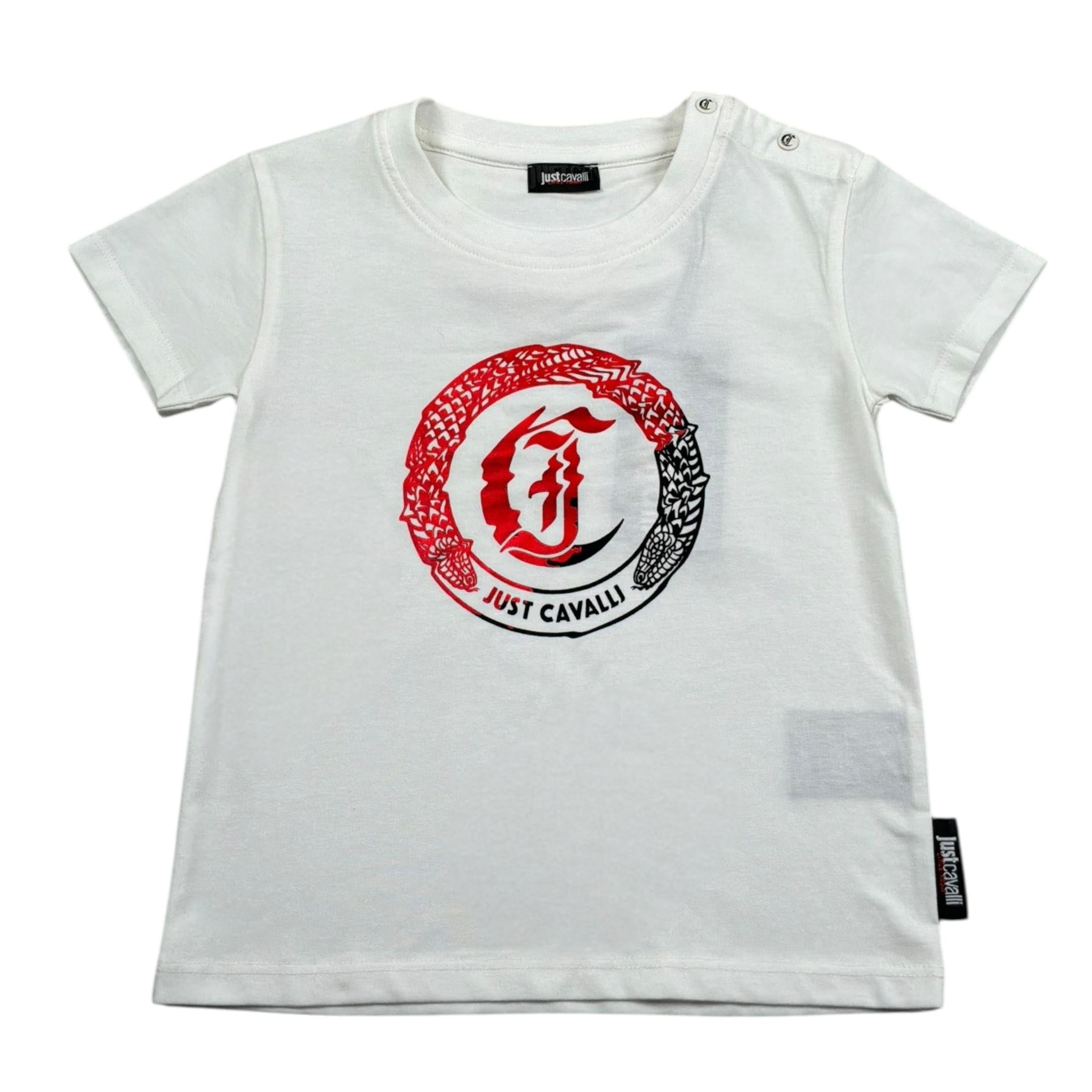 Just Cavalli T-Shirt Girocollo Tinta Unita con Stampa per Neonato JIP26065TS BIANCO JUST CAVALLI 