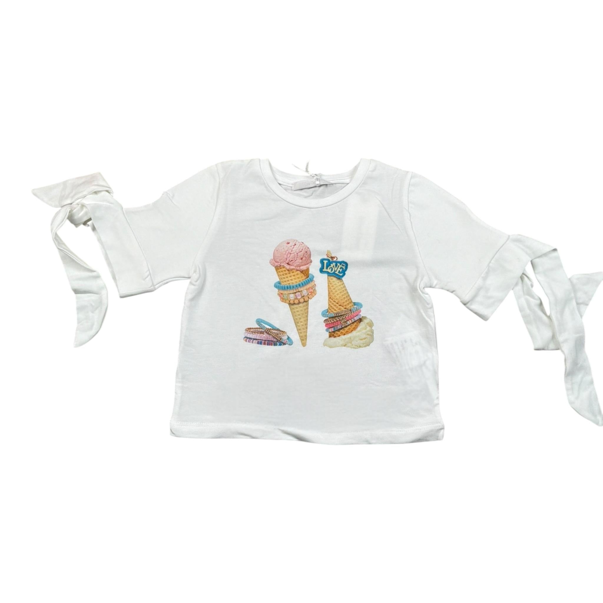 Miss Grant T-Shirt Girocollo Tinta Unita con Stampa per Bambina MG1317 BIANCO MISS GRANT 