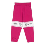 Chiara Ferragni Pantalone Tinta Unita Modello Tuta Con Stampa Fuxia Per Bambina
