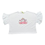 Mousse T-Shirt Girocollo Tinta Unita con Stampa per Bambina UNILEOO BIANCO MOUSSE 