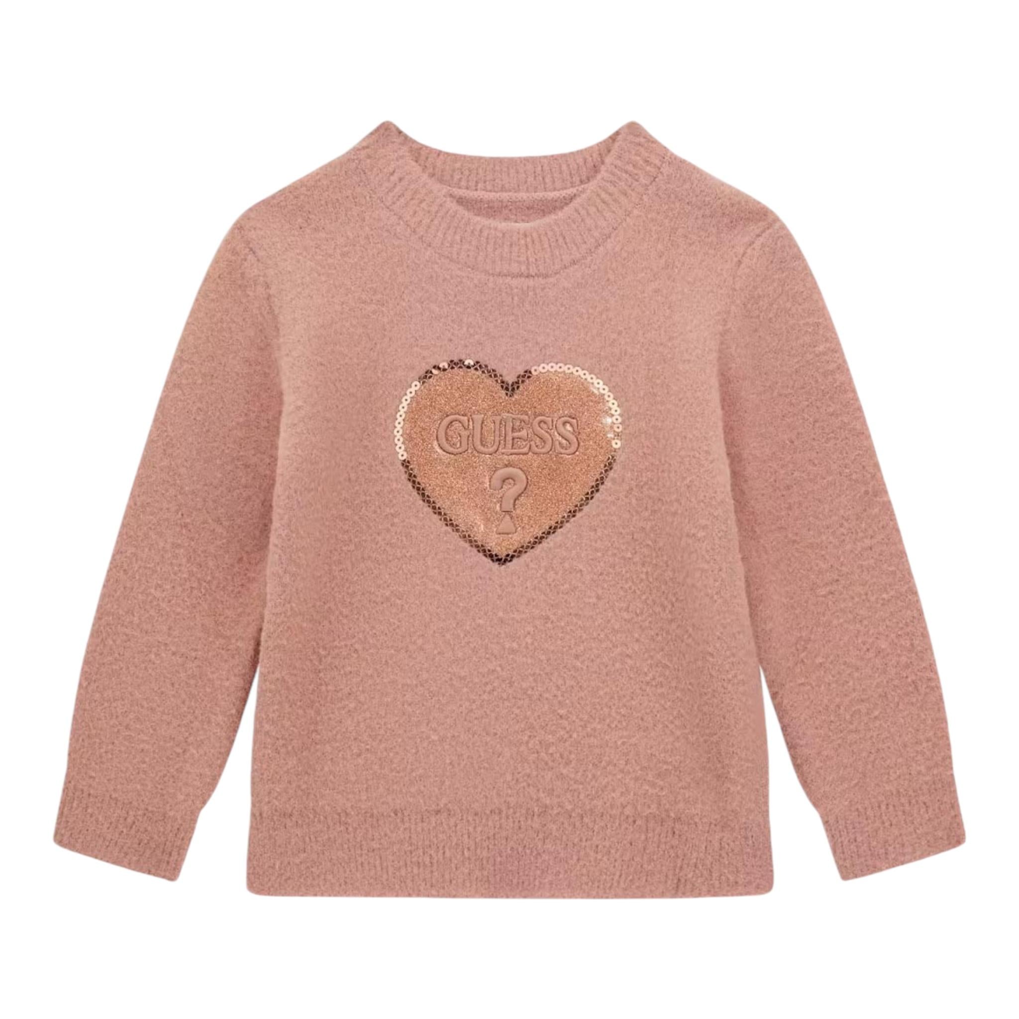 GUESS maglia girocollo tinta unita con stampa Rosa per Neonata K4BR02Z3220 ROSA GUESS 