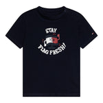 Tommy Hilfiger T-Shirt Girocollo Tinta Unita con Logo per Neonato KN0KN02024 BLU TOMMY HILFIGER 