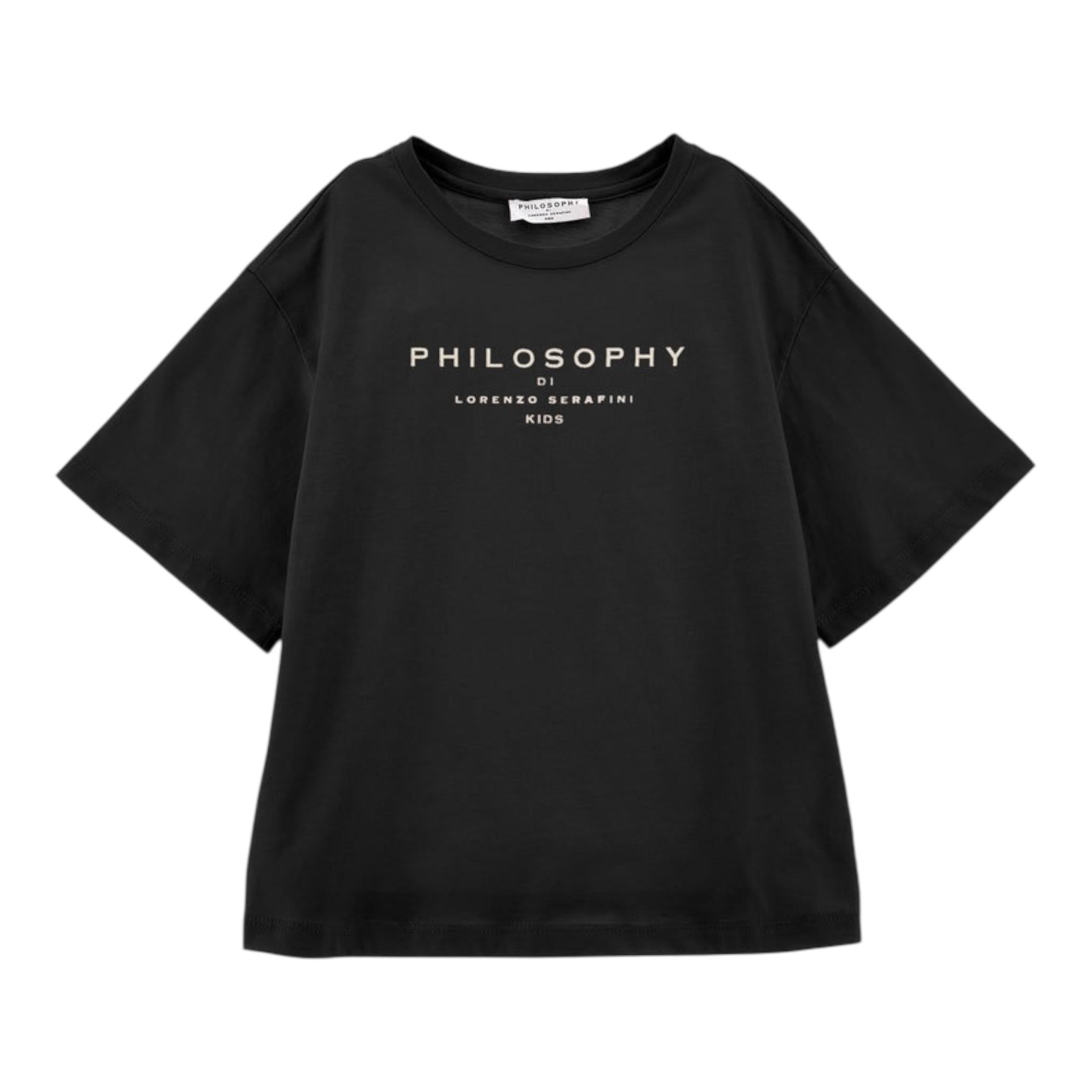 Philosophy T-Shirt Girocollo Tinta Unita con Stampa per Bambina I1E605XXX NERO PHILOSOPHY 