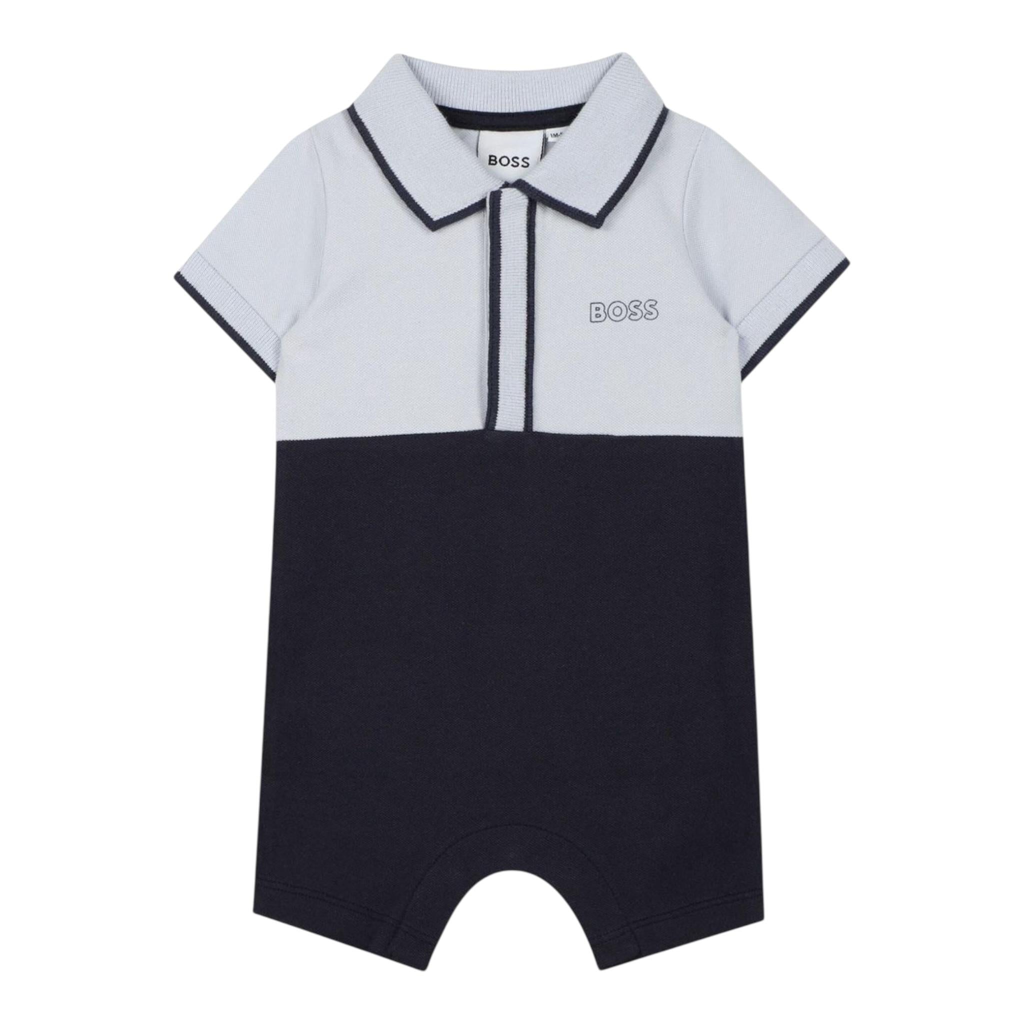 Boss Pagliaccetto Mezza Manica Bicolore per Neonato J52207 BLU BOSS 