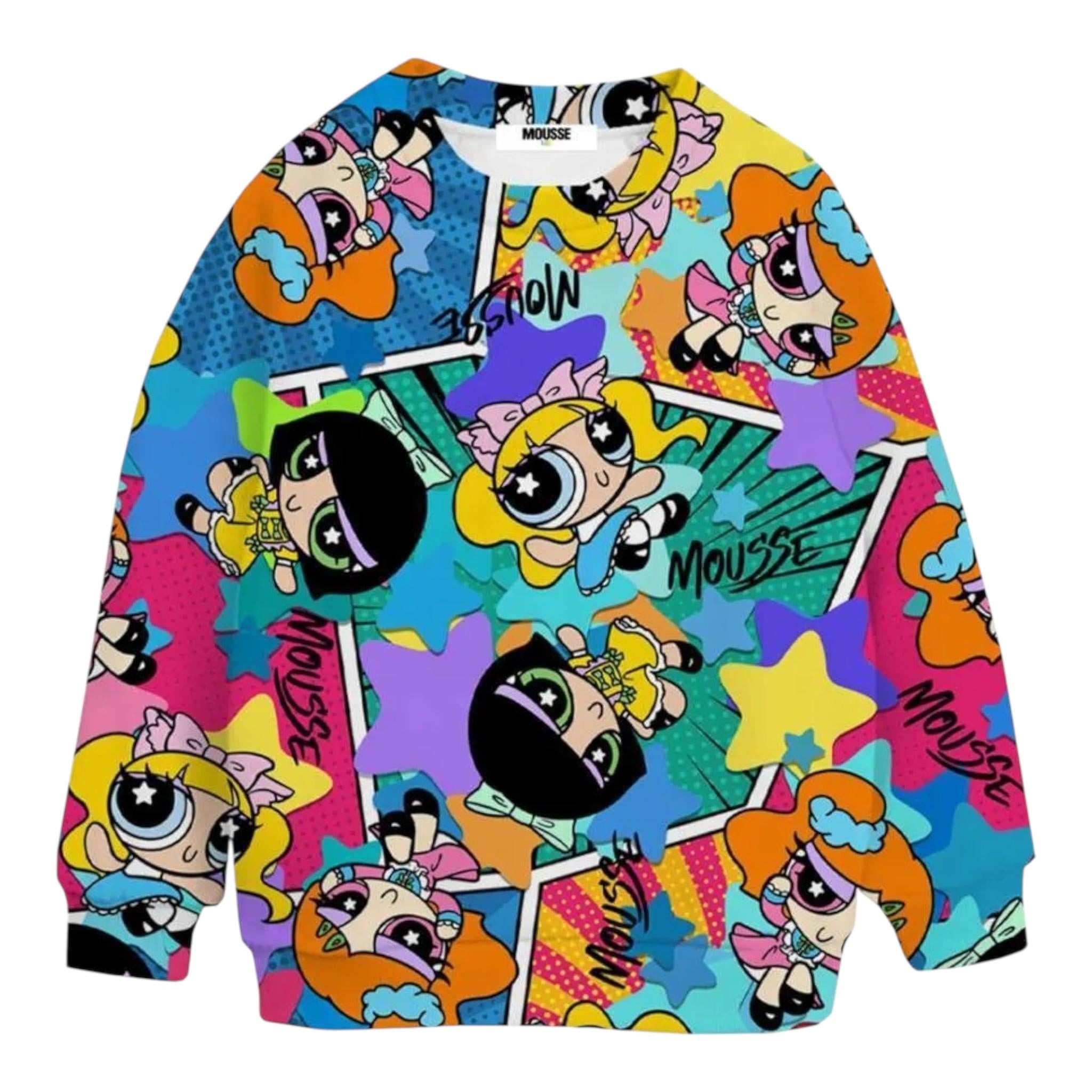 MOUSSE felpa girocollo multicolor con stampa Multicolor per Neonata SUPERSTARS MULTICOLOR MOUSSE 