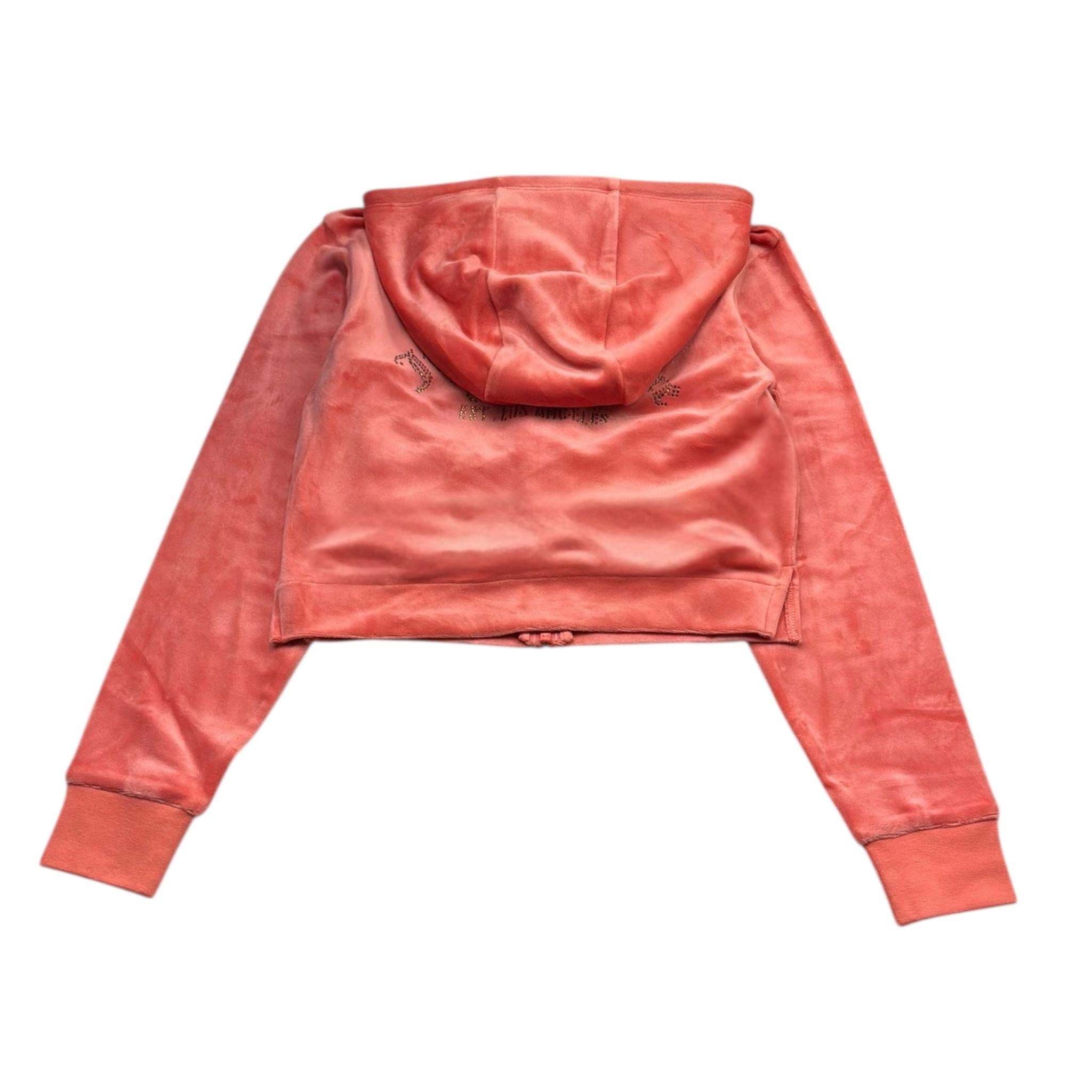 Juicy Couture Felpa Tinta Unita In Velluto con Zip E Cappuccio per Bambina JBX6500 ARANCIONE JUICY COUTURE 