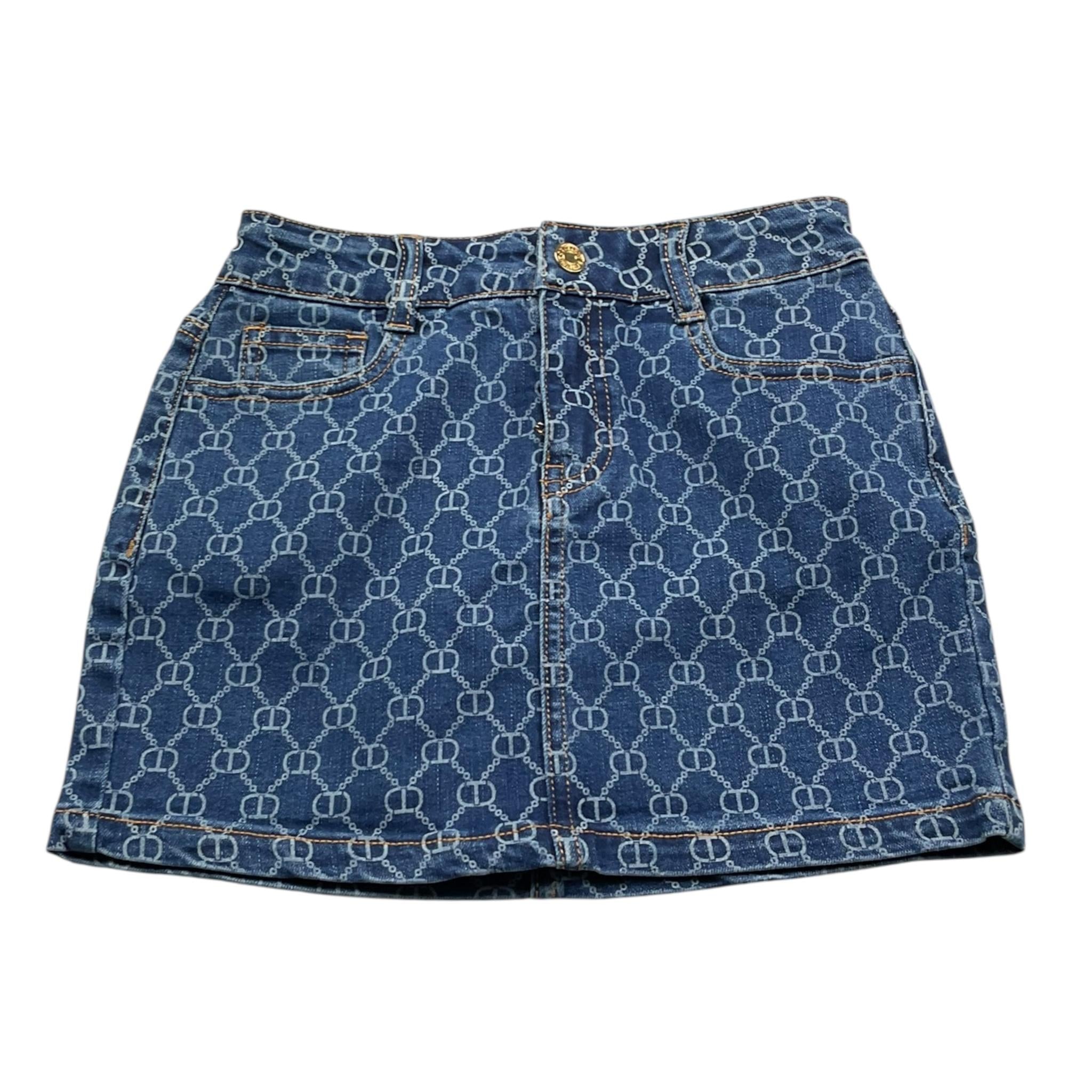 Twinset Gonna Tinta Unita con Stampa In Denim per Bambina 251GJ2111 BLU TWINSET 