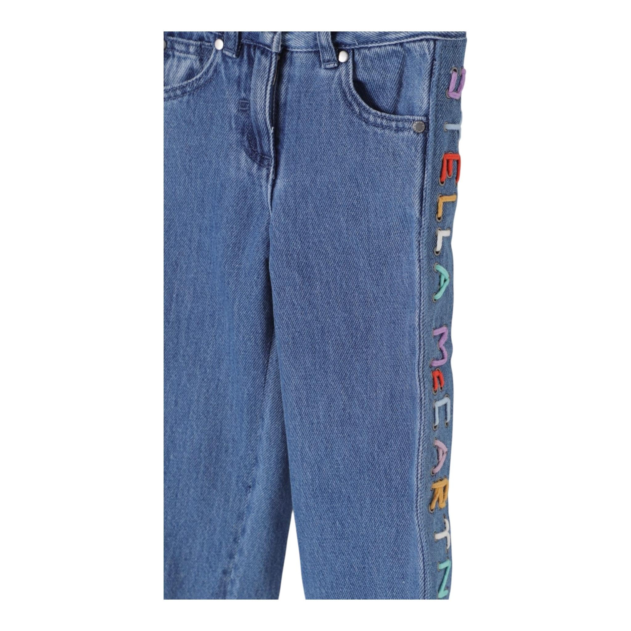 Stella Mccartney Jeans Tinta Unita con Logo Laterale per Bambina TW6E40 BLU STELLA McCARTNEY 