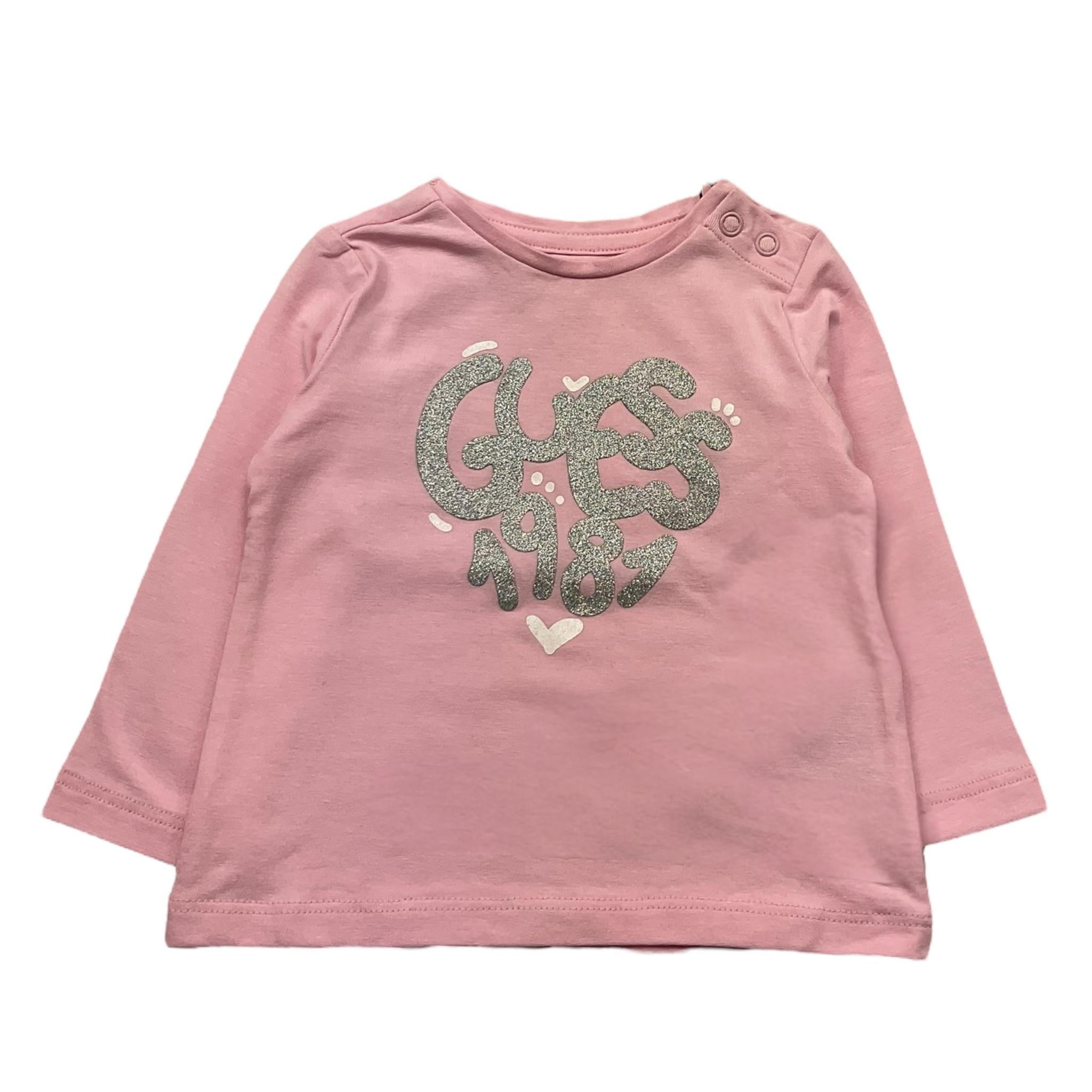 Guess Shirt Girocollo Tinta Unita con Logo per Neonata A5RI01K6YW4 ROSA GUESS 
