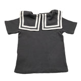 Dou Dou T-Shirt Mezza Manica Tinta Unita Con Colletto Grigio Per Bambina